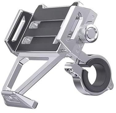 Support Téléphone Moto Support De Téléphone Portable en Aluminium pour Moto Support De Téléphone sur Guidon De Vélo Adapté Au Cyclisme À La Montagne Et Tout-Terrain Support Smartphone Moto(Sliver)