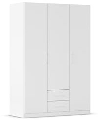 Rauch Möbel Belfast Armoire Chambre, penderie, vestiaire, Armoire de Rangement, 3 Portes, 2 tiroirs, Couleur Blanc, poignée à Barre Blanche, 136x197x54cm