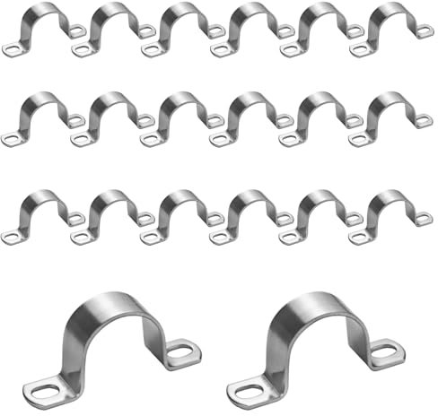 Rohrhalterung, 20 Stück Rohrschellen 25mm Edelstahl Schwerer Bügelschelle 2-Loch Befestigungsschelle U-Förmig Rohrbefestigung für Rohre Kabel Schlauch