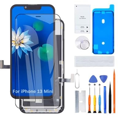 H&LYCYJ Display für iPhone 13 Mini A2628 A2481 A2626 LCD Bildschirm Ersatz 3D Touch Full HD Touchscreen ID Digitizer Rahmen Montage,Waterproof Adhesive,Reparaturkits NEU