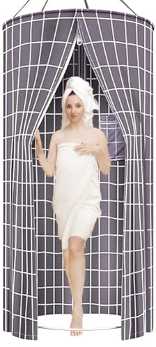 Zruyeui Runder Duschvorhang, 100 x 200 cm Hanging Shower Curtain, isoliert, Doppel-Reißverschluss, Badezimmer, Duschvorhang, für Outdoor, Camping, Strand