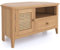 New England Solid Natural Oak Fully Assembled Corner TV Stand Unit Cane rattan Patterned Front Detail