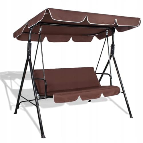 CREATCABIN Patio Swing Canopy Replacement Cover Outdoor 3 Seater Porch Swing Seat Chair Canopy Top 210D Oxford Cloth Waterproof UV Protection for Garden Hammock Top Furniture Covers Coffee 65x45in