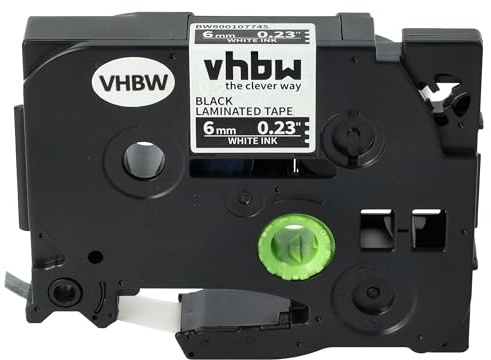 vhbw Schriftband-Kassette Ersatz für Brother TZE-315 für Etiketten-Drucker 8m x 6mm Weiß auf Schwarz