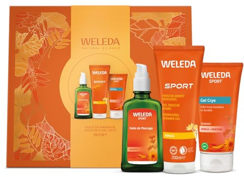 WELEDA Coffret Noël Sport 2025 - Huile & Gel Cryo 100ml, Gel Douche 200ml - Soin Revigorant & Naturel pour Homme - Certifié NATRUE