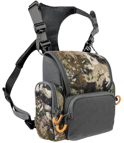 Fernglasgeschirr, atmungsaktiv, verstellbar, Jagd-Brusttasche mit mehreren Taschen, wasserdicht, Jagdtasche für Männer und Frauen, Camouflage-Brusttasche für Fernglasgeschirr, Bino-Geschirr-Brustta