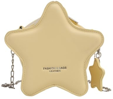 FANSHINUO Elegante Umhängetasche in Sternform für Damen, PU-Leder, Schultertasche mit Kette, für Reisen, Einkaufen, kleine Geldbörse, gelb, One Size