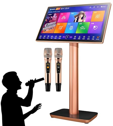 SHAHRYAR Máquina De Karaoke con Pantalla Táctil De 22 Pulgadas, Reproductor Profesional con Micrófono Inalámbrico, Interfaz Disponible En 26 Idiomas, Dos Micrófonos 500GB
