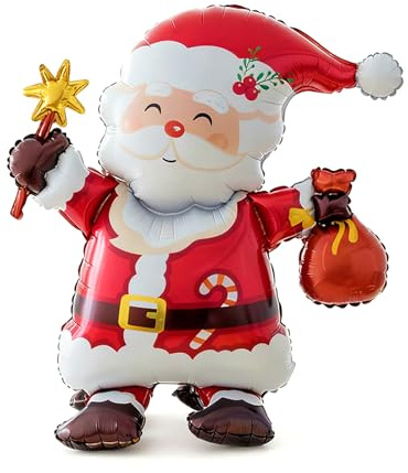 Weihnachtsballon XXL 76x62cm Weihnachtsmann Folienballon, Riesen Weihnachts-Deko Luftballon für Xmas Party, Geburtstag & Heim Deko