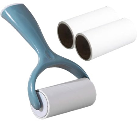 NOLITOY Lint Roller with Wooden Handle and Sticky Refill Paper Clothes Hair Brush for Sweaters Coats Blankets Portable Dusting Tool for Pet Hair Removal and Travel Use