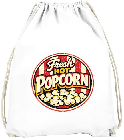 MoonWorks® Turnbeutel - Fresh Hot Popcorn - Fasching Karneval Gadgets Spruch lustig Faschingsartikel Accessoires Tasche Gymbag Weiss unisize