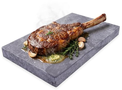 Beefstone Steakstein aus Naturstein für Modell XXL 31 cm x 19 cm x 3,3 cm (Toleranz ~3mm) aus Pietra Ollare, ideal zum Servieren von Steak, Fleisch, Fisch und Gemüse.