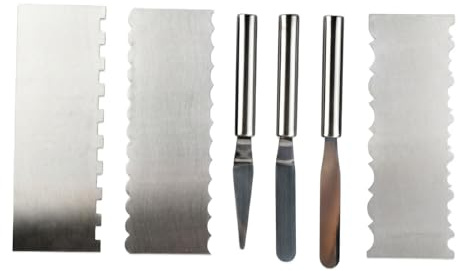 Nivofu Set 6 Pezzi Spatola per Dolci e Tarocco per Impasti in Acciaio Inox, Spatola Cucina Angolata per Decorare Torte, Raschietto Pasticceria Accessori per Crema e Glassare, Kit Professionale