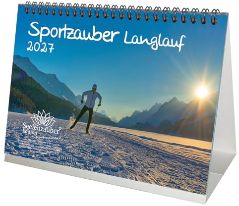Sportzauber Langlaufen DIN A5 Tischkalender für 2027 Berge und Langlauf - Seelenzauber