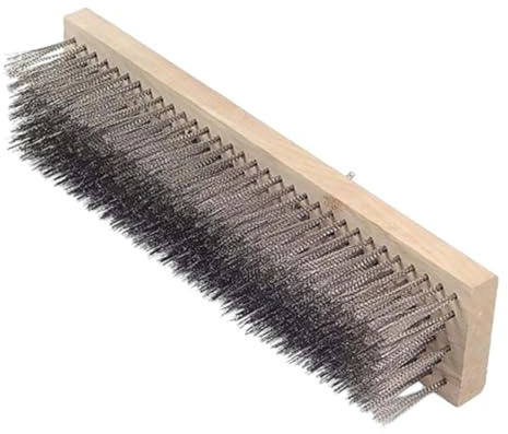 Neel Saanjh Heavy Duty Stainless Steel Wire Floor Brush, Deck Scrubber for Outdoor Cleaning, Driveway Patio Tile Cement Scrubbing Brush, Hard Surface Cleaning Tool, (16 Inch)