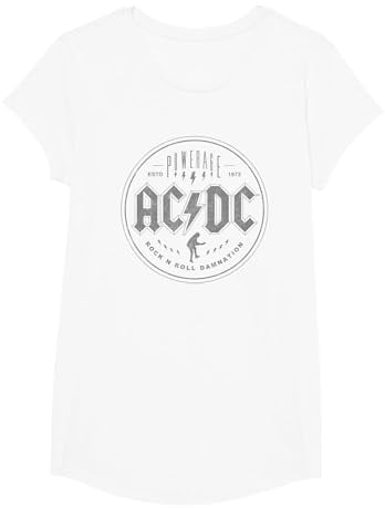 Offizielles AC/DC Rock N Roll Damnation Band Heavy Metal T-Shirt, Mädchen, Weiß, XS