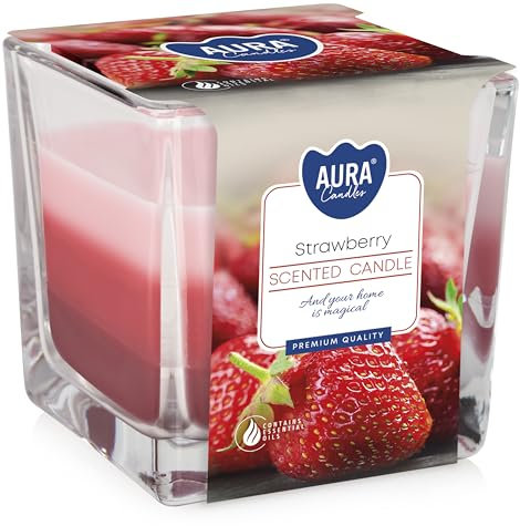 Viscio Trading 178338 Duftkerze im Glas, Rot/Wachs, 8 x 8 cm