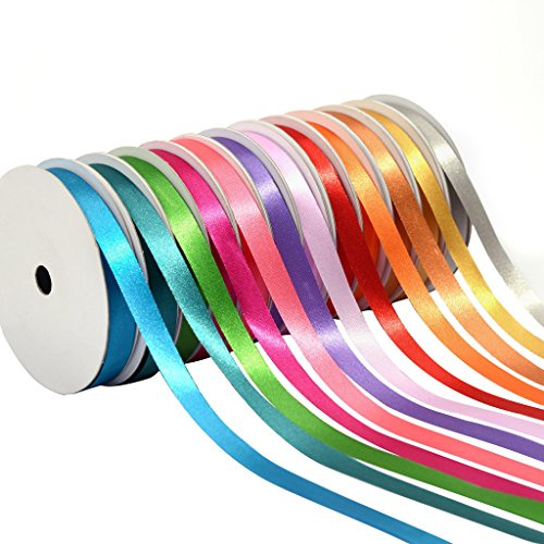 BakeBaking 3/8 in Satin Ribbons Assorted Colors (Solid Bright)