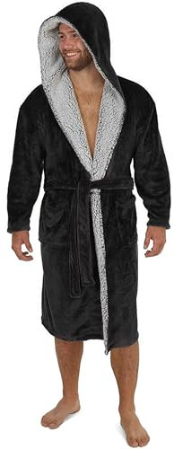CityComfort Accappatoio Uomo con Cappuccio, Vestaglia in Pile Morbido, Abbigliamento Uomo per Adulti, Ragazzi (XXL, Nero)