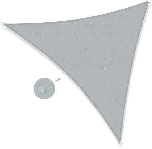 SUNNY GUARD Sonnensegel Wasserdicht 3.6x3.6x3.6m Dreieckig Sonnenschutz Wetterschutz Segel Baldachin UV Schutz für Balkon Terrasse Garten, Hellgrau