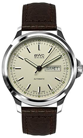 BWC Swiss Herren Uhr Analog Automatik mit Leder Armband 200535001