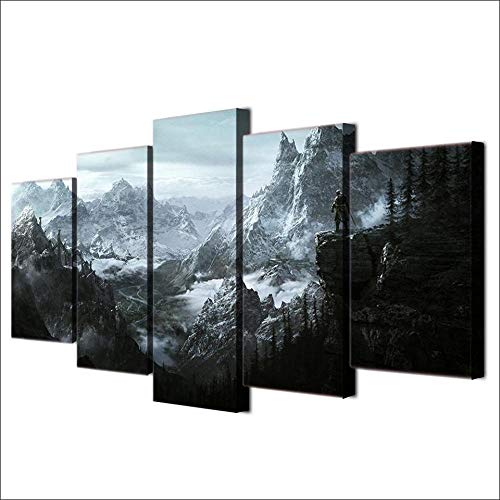 72Tdfc Bild Bilder Auf Leinwand 5 Teilig Erde Weltall Poster, Leinwandbild, Wandbilder Elder Scrolls V Skyrim