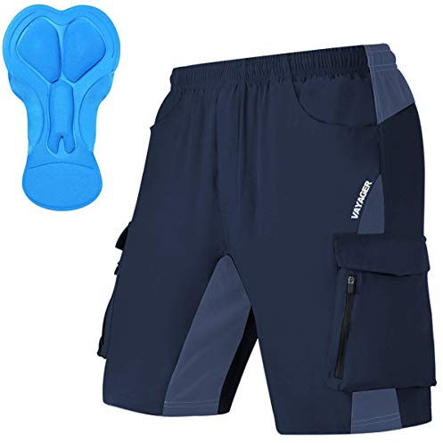 VAYAGER Culotte Corto para Hombre MTB, Pantalón de Ciclismo con Acolchado 3D para Mountain Bike, Short Ciclista de Secado Rápido para Outdoor
