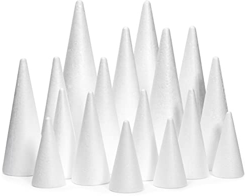 Schaumstoffkegel zum Basteln, 5 verschiedene Größen für Bäume, Urlaubsdekorationen, handgefertigte Zwerge (weiß, 10, 15, 20, 25, 30 cm)