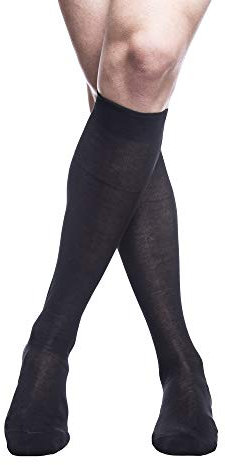 PETTI Artigiani Italiani - Calzini, Calze Uomo, Calzino Uomo, Calze Lunghe e Corte Uomo, 6 Paia Calze Uomo Filo di Scozia, 100% Made in Italy, Rasato Lungo Nero 42-44