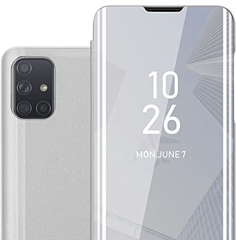 Cadorabo Hülle kompatibel mit Samsung Galaxy A71 4G Schutzhülle TPU Silikon Case 360 View Spiegel, Slim Kratzfest Weiche Gummi mit Rundumschutz Cover Hülle für Galaxy A71 4G in Silber