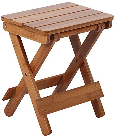 GUSTAR Chaise de Douche, Portable Extérieur Ménage Carré Bambou Tabouret Banc de Douche en Teck Meubles Pliants Chaise de Pêche Siège Tabouret de Douche Repose-Pieds de Douche