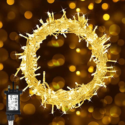 Fairy Lights Mains Powered, 10m/33Ft 100 LED Plug in String Lights Christmas Lights Indoor Waterproof with 8 Modes LED Fairy Lights for Bedroom Wall Party Wedding Xmas Tree Decorations (Warm White)