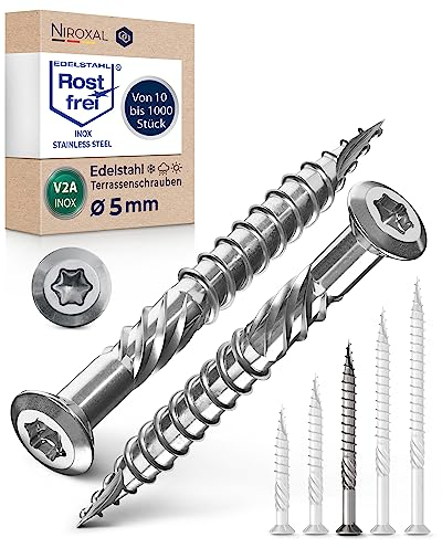 Terrassenschrauben 5x60 Edelstahl A2 Linsenkopfschrauben Torx Schrauben 5mm stark 10 Stück Holzschrauben Torx 60mm lang Edelstahlschrauben Holz