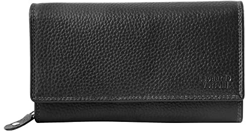 LEONARDI VERRELLI Damen-Geldbörse Leder RFID Querformat 9 x 17 cm 3000434 (schwarz)