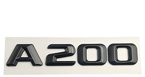 MSEURO ABS Schwarz 3D Buchstaben for Auto Kofferraum Abzeichen Aufkleber Emblem Logo passend for Mercedes Benz A45 A160 A180 A200 A260 W176 W177 Zubehör (Color : Glossy Black, Size : A200)