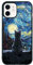 Schwarze süße Katze iPhone 12 Mini Hülle - 5,4 Zoll Van Gogh Süße Katze iPhone Hülle, rutschfestes Muster Design und Stoßdämpfung, weiche Silikagel-Rahmenunterstützung schwarze Handyhülle für Teenager