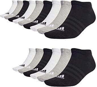 adidas 15 Paar Sportswear Low Cut Sneaker Socken Unisex Kurzsocke, Farbe:White/Grey Heather/Black, Socken & Strümpfe:43-45