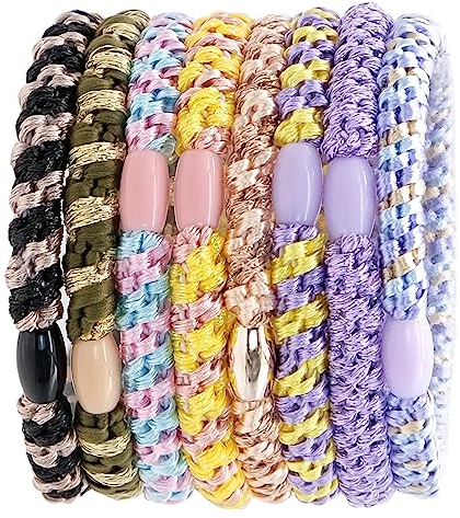 8pcs Haargummi Original,Elastische Haargummis MäDchen,Nahtlose Haarschlaufe,Pferdeschwanz Halter,Mehrfarbiger Geflochtene HaarbäNder,8mm Dick(Gemischte Farben)
