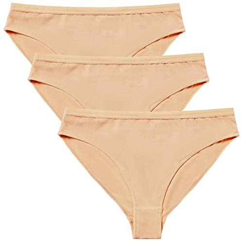 Sanstrong Ballett-Unterwäsche, hoher Schnitt, nahtlos, Tanzunterhose, hautfarben, 3 Packungen