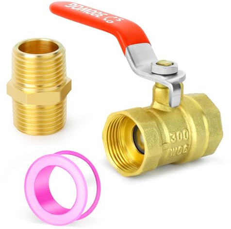 ERGAOBOY 1 Stück 3/4 Innengewinde bis 3/4 Innengewinde BSP Messing Kugelhahn mit Messing Hex Nippel Rohrverschraubung