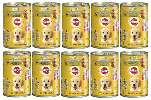 PEDIGREE Dose 400g - Verschiedene Sorten (10x400g, Geflügel und Reis in Pastete - Junior)