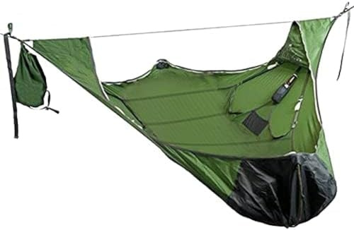 Outdoor-Camping-Hängematte Mit Insektennetz, Flaches Schlaf-Hängematten-Zelt-Aufhängungsset, Outdoor-Camp, Hochfeste Jagd-Schlafschaukel, 210 X 70 cm,Grün,Bonny369