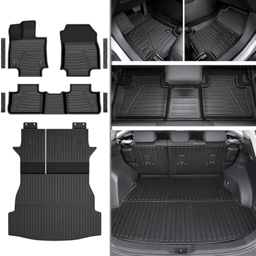 JOULARISE Fußmatten-Set, kompatibel mit Toyota RAV4 2019–2024 2025, Autoteppich-Zubehör, Allwetter-TPE-Frachtauskleidung, Kofferraummatte, Rückenlehnenmatte (Kofferraummatte mit Rückenlehnenmatte +
