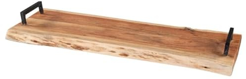 Deko-Holzbrett - braun - mit Griffen - ca. 55 x 20 x 5 cm