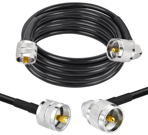 Superbat CB Koaxialkabel - RG58 UHF PL-259 Kabel 5m Rechtwinkliges CB Antennen Überbrückungskabel für CB Radio, HAM Radio, Antennenanalysator, SWR Meter Dummy Load etc.