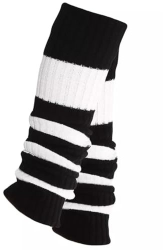 TODO Warme stulpen damen weiß mit Wolle - Weich, Flexibel, Lang. Beinwärmen für Winter, wenn es Kalt ist. (Schwarz-Weiss)