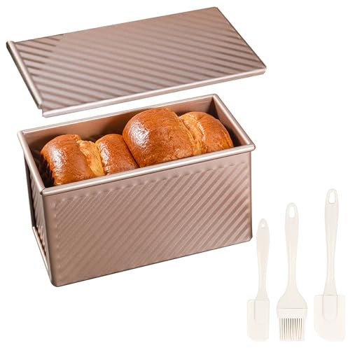 MEYAGOT Moule À Pain Avec Couvercle, Anti-Adhésif, En Acier Au Carbone, Rectangulaire Pour Pains, Gâteaux, Pâtisseries - 450g