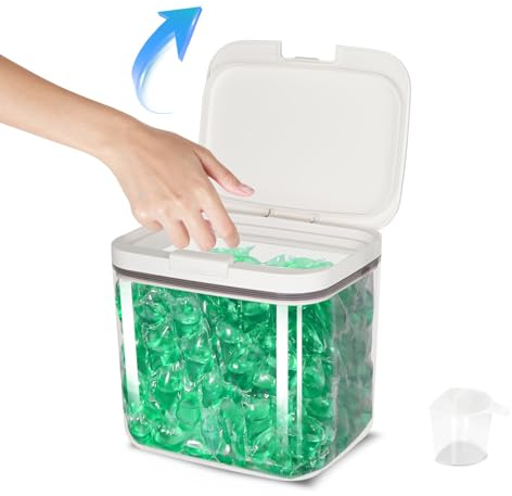 sunal Laundry Pods Storage Container For Laundry Room Organization, 4.5L Large Capacity Laundry Powder Container with Airtight Lid for Powder, Detergent, Scent Booster Storage