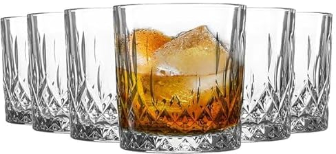 TRESV Set de 6 Vasos de Cristal Agua y Bebidas, Vasos de Cristal Transparentes, Aptos para Lavavajillas (320 ml)