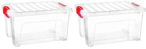 AC - Pack de 2 Cajas de Almacenamiento KLIP K1 - Fabricado en plástico - Contenedor para almacenar Juguetes, Libros, Ropa, Mantas - 30 x 40 x 21,5 cm - 16,6 litros